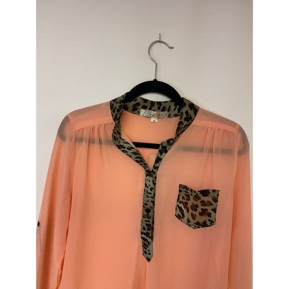 Penelope Blouse Sheer Animal Print Whimsical Feminine Timeless 80s Womens SZ M - Picture 2 of 10